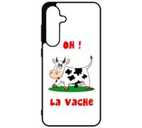 FunKaz Coque pour Samsung Galaxy S24 FE - Oh la Vache - Humour - Coque Noire TPU