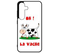 FunKaz Coque pour Samsung Galaxy S24 - - Oh la Vache - Humour - Coque Noire TPU