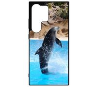 FunKaz Coque pour Samsung Galaxy S24 Ultra - - Dauphin Saut éclaboussure - Coque Noire TPU