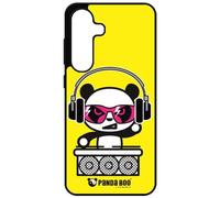 FunKaz Coque pour Samsung Galaxy S25 FE - Panda Boo© DJ Music - thème Humour - Coque Noire TPU