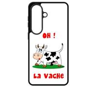 FunKaz Coque pour Samsung Galaxy S26 - Oh la Vache - Humour - Coque Noire TPU