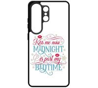 FunKaz Coque pour Samsung Galaxy S26 Ultra - Kiss me Now Midnight is Past My Bedtime Amour Embrasse-Moi - Coque Noire TPU