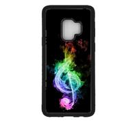 FunKaz Coque pour Samsung Galaxy S9 - clé de Sol enflammée - solfège Musique - Coque Noire TPU