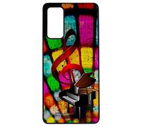 FunKaz Coque pour Samsung S20 FE - clé de Sol Piano - solfège - Musique - Coque Noire TPU