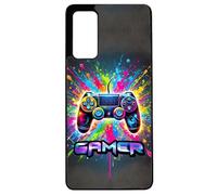 FunKaz Coque pour Samsung S20 FE - Gamer Manette de Jeu Fond Multicolore - Coque Noire TPU