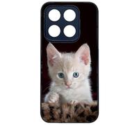 FunKaz Coque pour Xiaomi 17 - Bébé Chat Tout Mignon - Chaton Yeux Bleus - Coque Noire TPU