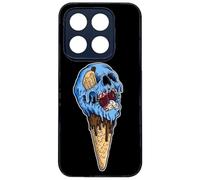 FunKaz Coque pour Xiaomi 17 - Ice Skull - Crâne Glace - Cône Crâne - Skull Art - Coque Noire TPU
