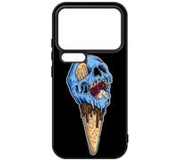 FunKaz Coque pour Xiaomi 17 Pro Max - Ice Skull - Crâne Glace - Cône Crâne - Skull Art - Coque Noire TPU
