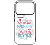 FunKaz Coque pour Xiaomi 17 Pro Max - Kiss me Now Midnight is Past My Bedtime Amour Embrasse-Moi - Coque Noire TPU