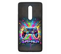 FunKaz Coque pour Xiaomi Mi 9T-Mi 9T Pro - Redmi K20-K20 Pro - Gamer Manette de Jeu Fond Multicolore - Coque Noire TPU