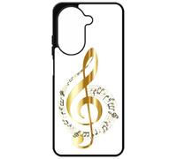 FunKaz Coque pour Xiaomi Poco C71 - clé de Sol - solfège Musique - Musicien - Coque Noire TPU