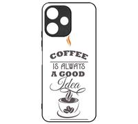 FunKaz Coque pour Xiaomi Poco M6 Pro 5G - Coffee is Always a Good Idea - Fond Blanc - Coque Noire TPU
