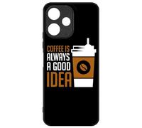 FunKaz Coque pour Xiaomi Poco M6 Pro 5G - Coffee is Always a Good Idea - Fond Noir - Coque Noire TPU