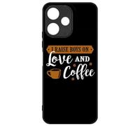 FunKaz Coque pour Xiaomi Poco M6 Pro 5G - I Raise Boys on Love and Coffee - Coque Noire TPU
