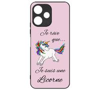 FunKaz Coque pour Xiaomi Poco M6 Pro 5G - Je rêve Que Je suis Une Licorne - Coque Noire TPU