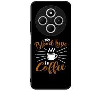 FunKaz Coque pour Xiaomi Redmi 14C 4G et 5G - My Blood Type is Coffee - Coque Noire TPU