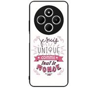 FunKaz Coque pour Xiaomi Redmi A4 5G - ProseCafé© Humour : Je suis Unique comme Tout Le Monde - Coque Noire TPU