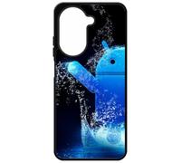 FunKaz Coque pour Xiaomi Redmi A5 4G (Version Europe) - Bugdroid Petit Robot Android Bleu dans l'eau - Coque Noire TPU