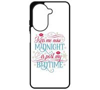 FunKaz Coque pour Xiaomi Redmi A5 4G (Version Europe) - Kiss me Now Midnight is Past My Bedtime Amour Embrasse-Moi - Coque Noire TPU