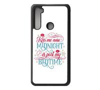 FunKaz Coque pour Xiaomi Redmi Note 10 5G et 10T 5G - Kiss me Now Midnight is Past My Bedtime Amour Embrasse-Moi - Coque Noire TPU (Compatible Induction)