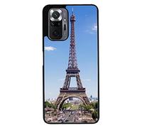 FunKaz Coque pour Xiaomi Redmi Note 10 Pro (4G) - Tour Eiffel Paris France - Coque Noire TPU