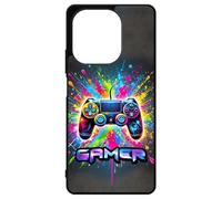 FunKaz Coque pour Xiaomi Redmi Note 13-4G - Gamer Manette de Jeu Fond Multicolore - Coque Noire TPU