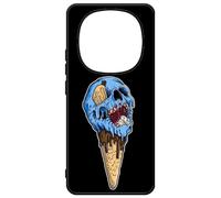 FunKaz Coque pour Xiaomi Redmi Note 14 Pro 4G - Ice Skull - Crâne Glace - Cône Crâne - Skull Art - Coque Noire TPU
