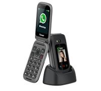 Funker E480 Téléphone 4G pour Seniors avec Whatsapp, Appels vidéo, Bouton SOS et GPS, Grandes Touches, Écran Tactile 2,8", Volume élevé, Mobile à clapet Facile à Utiliser, Noir