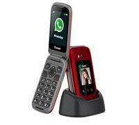 Funker E480 Téléphone 4G pour Seniors avec Whatsapp, Appels vidéo, Bouton SOS et GPS, Grandes Touches, Écran Tactile 2,8", Volume élevé, Mobile à clapet Facile à Utiliser, Rouge
