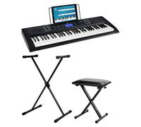 Funkey 61 Edition Pro Set incl. support de clavier et banc (300 sons, 300 rythmes, 10 morceaux démo, écran LCD avec affichage détaillé, port MP3/USB, alimentation, pupitre, support, tabouret) noir