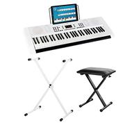 Funkey 61 Edition Set Clavier incl. Support Clavier et Banc (300 sons, 300 rythmes, 10 morceaux démo, alimentation, pupitre, support, tabouret) blanc