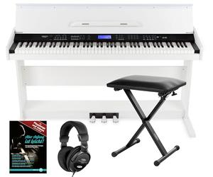 FunKey DP-88 II piano numérique blanc set Economy banquette, casque et méthode d'apprentissage