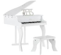 FunKey MGP-30 WH Mini Piano Jouet Blanc, 30 Touches, Assemblage Facile | Métallophone au design de piano à queue, Avec couvercle et siège relevables, Inclut un pupitre (env. 21 x 10 cm), 5 x 50 cm