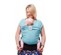 Funki Flamingo Écharpe porte-bébé de qualité supérieure pour nouveau-né à enfant - Écharpe de portage extensible originale | Taille unique | Confortable et apaisante pour bébés | Bleu clair