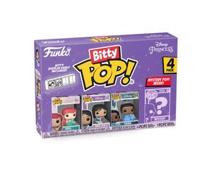 Funko Bitty Pop! 4 Pack: Disney Princess - Ariel, Mulan, Tiana + Mystery | Goodies Officiels Cartoon/Animation - Mini Figurines 2,2 cm avec Présentoir - Déco Gâteau, Pochette Surprise et Petit Cadeau