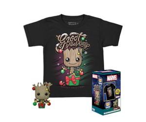 Funko Pocket Pop!& Tee: Guardians of The Galaxy - Holiday Groot - Medium - Marvel Comics- T-Shirt - Vêtements avec Mini-Figurine en Vinyle à Collectionner - Idée de Cadeau pour Les Adultes