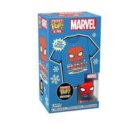 Funko – T-shirt Pocket Pop! Spider-Man (Marvel Holiday) avec mini-figurine en vinyle – Taille L