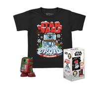 Funko Pocket Pop! & Tee: Star Wars-Holiday R2D2 - Métallique - Small - (S) - T-Shirt - Vêtements avec Mini-Figurine en Vinyle à Collectionner - Idée de Cadeau - Jouets et Top à Manches Courtes