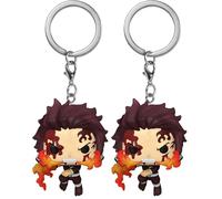 Funko Pop! Keychain: Demon Slayer - Tanjiro Kamado - (Dancing Flash)- Mini-Figurine en Vinyle à Collectionner Porte-clés Fantaisie - Anime Fans (Lot de 2)
