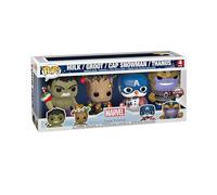 Funko Pop! Figurine Marvel Holiday - Hulk, Groot, Captain America bonhomme de neige, Thanos - 4PK