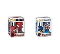 Funko Pop! Marvel: Spiderman No Way Home 2021 - Spider-Man - Leaping SM2 & Pop! Marvel: Avengers Endgame - Captain America with Broken Shield & Mjolnir
