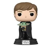 Funko Pop Star Wars Mandalorian Luke Skywalker avec Grogu Chiffre, 9 cm Hauteur