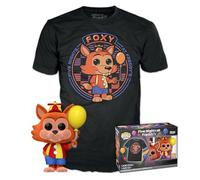 Funko Pop! & Tee: Five Nights at Freddy's (FNAF)- Balloon Foxy - Flocked - Large - (L) - T-Shirt - Vêtements avec Une Figurine en Vinyle à Collectionner