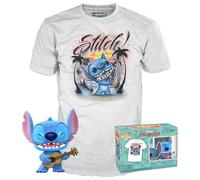 Funko Pop! & Tee: Lilo & Stitch - Ukelele Stitch - Flocked - Medium - Disney: Lilo & Stitch - T-Shirt - Vêtements avec une Figurine en Vinyle à Collectionner - Idée de Cadeau pour les Adultes