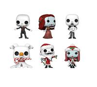 Funko Pop! The Nightmare Before Christmas Lot de 6 Jack TNBC avec flocon de neige, Sally formel, Jack formel, Père Noël et zéro avec canne à sucre d'orge