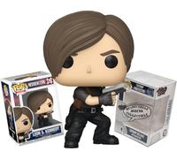 Funko Resident Evil Leon S. Kennedy avec arme de poing + protection | Pop ! Figurine de jeu en vinyle avec pistolet fantôme argenté (livrée avec étui de collection transparent