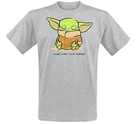 Funko The Mandalorian - Cute Child Sleeping - Grogu Unisexe T-Shirt Manches Courtes Gris Clair chiné S