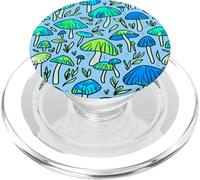 Funky Bleu Champignon Modèle Sauvage Belle Nature PopSockets PopGrip pour MagSafe