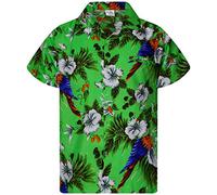 Funky Chemise Hawaienne Kids Garçons, Manche Courte, Print Cherryparrot, Vert, 10