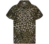 Funky Chemise Hawaienne Kids Garçons, Manche Courte, Print Leopard, Noir Brunâtre, 2